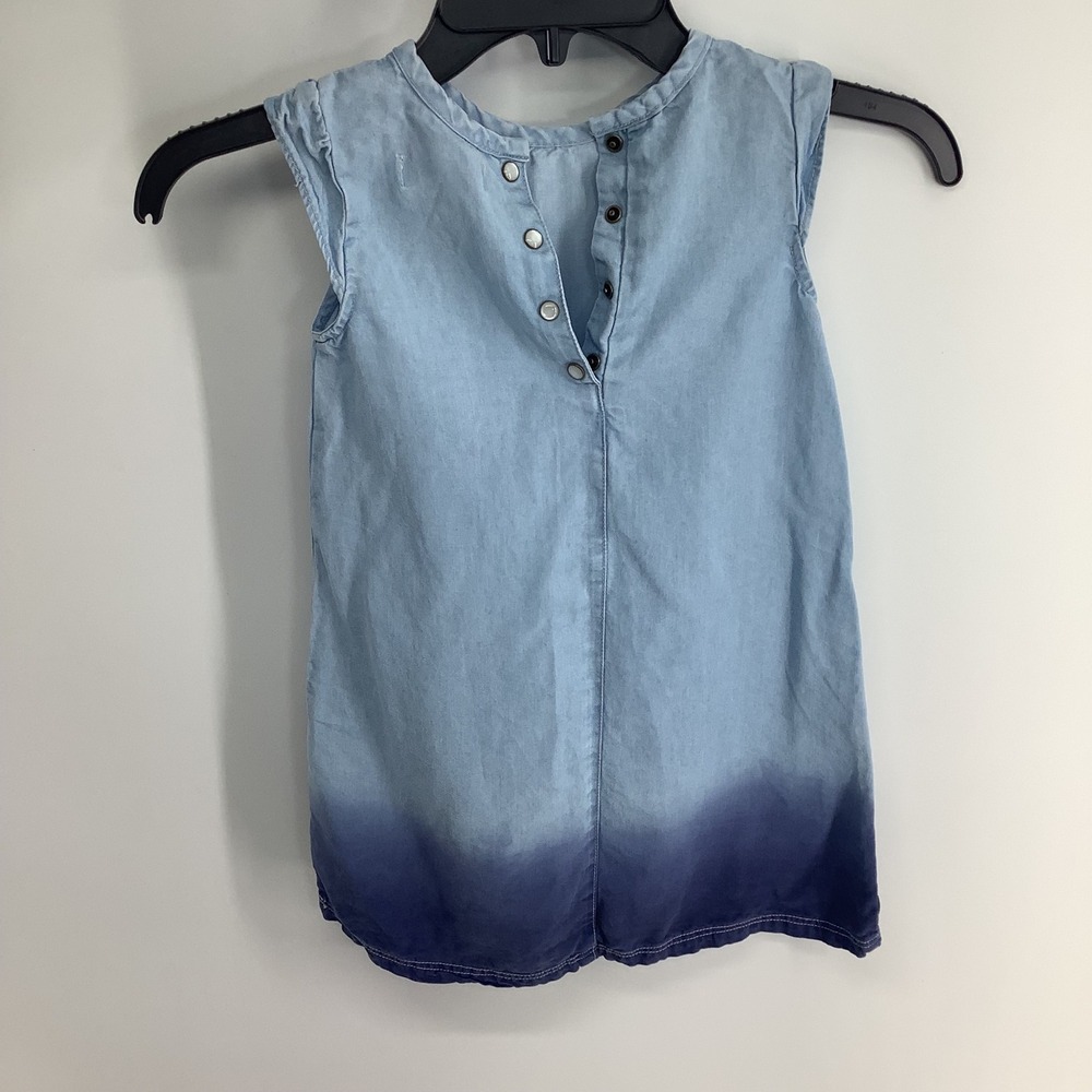 Tommy Bahama Girls 4T Blue Ombre Chambray Sleeveless Dress Back Snap Dip‎ Dye